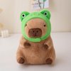 Ditucu Cute Capybara Plush Pillow with Wearable Frog Hat Stuffed Animals Capibara Plushies Toys Gifts for Kids 11 inch