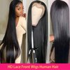 daparo Straight Lace Front Wigs Human Hair Pre Plucked 13x4 HD Transparent Lace Frontal Wigs Human Hair with Baby Hair 180% Density Glueless Human Hair Wigs for Women Natural Black 30inch