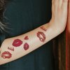 35 pcs Red Lip Temporary Tattoo Sticker Kiss Mark Design Waterproof Tattoo Stickers for Adult Girls Women Female Red Print Festival Face Body Decor Transfer Tattoos Stickers