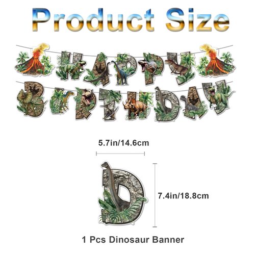 Gadeja 43Pcs Dinosaur Birthday Party Decoration, Dinosaur Birthday Party Supplies, Includes Balloons, Happy Birthday Banner, Cake Topper, Background, For Boy/Girl Birthday Decoration