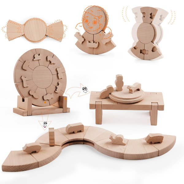 Wooden Puzzles for Toddlers 3-5, Puzzles for Kids Ages 4-6 DIY Painting Creative Wood Puzzles with Stands Educational Toys Preschool Toys Toddler Learning Toys for Kids Gift for Boys Girls Age 3+