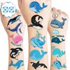 Whale Temporary Tattoos Stickers Themed Blue Ocean 100PCS Cute Orca Narwhal Sea Animals Birthday Party Favors Decorations Supplies Tattoo Sticker Gifts For Boys Girls School Prizes Carnival Christmas