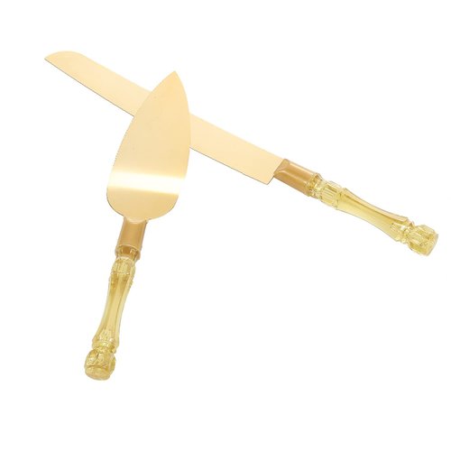 TANG SONG Simple Design Wedding Cake Knife and Serving Set for Parties Weddings Birthdays Anniversaries (Golden)