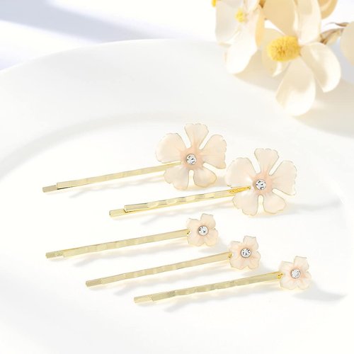 Bartosi Flower Hair Clips Floral Hair Pin Rhinestone Bridal Decorative Bobby Pins Wedding Hair Accessories for Women and Girls (Pack of 5)