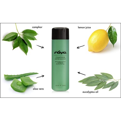 RAYA Camphor Astringent (204) - Facial Toner for Oily and Break-Out Skin, Dries Up Blemishes and Controls Excessive Oiliness, Made with Camphor and Eucalyptus, Skin Essence for Acne Prone Skin, 6 oz