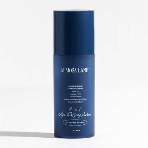 Mimosa Lane 8-in-1 Age Defying Serum Hydrating Gradual Self-Tanning for Face, with Anti-Aging Hyaluronic Acid and Vitamin B, C, E, Sunless Tanner, Fragrance-Free, Vegan, Dark, 1 oz