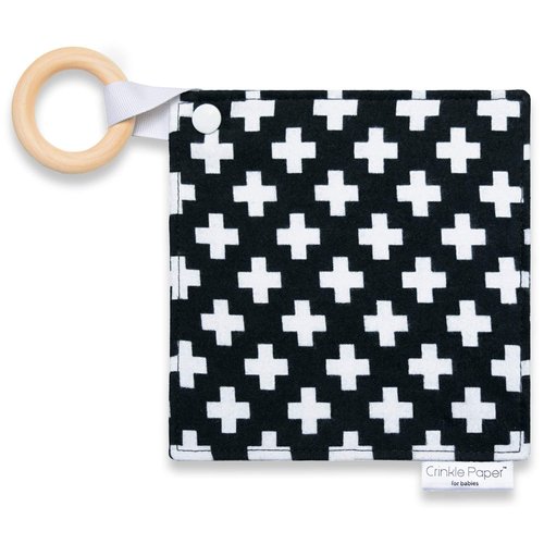 HYAKDesigns Crinkle Paper for Babies | Eco-Friendly Cotton Sensory & Soother Teether Toy | BPA Free, Organic Beeswax Sealed Wood