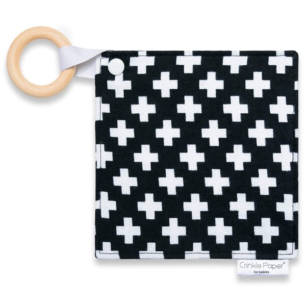 HYAKDesigns Crinkle Paper for Babies | Eco-Friendly Cotton Sensory & Soother Teether Toy | BPA Free, Organic Beeswax Sealed Wood