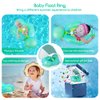 Relaxing Baby-Pool Float with Adjustable Seat Pocket with Canopy of UPF 50+UV Protection Anti-Slip Crotch, Add Tail Chamber Baby Floats for Pool Accessory Air Pump and 2 Pool Toys for Toddler 3M-3Yrs