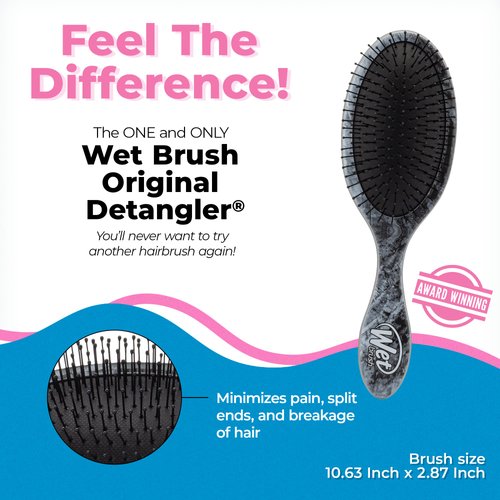 Wet Brush Original Detangler Hair Brush - Abstract Mineral Black Swirl - All Hair Types - Ultra-Soft IntelliFlex Detangler Bristles Glide Through Tangles with Ease - Pain-Free Comb for Men & Women