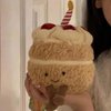 OUKEYI 28cm/11 Birthday Cake Plush Toy ，Cute Smile Cake Pillow Stuffed Animals Funny Soft Food Plushies Toy for Gifts for Kids Birthday (Khaki Color)