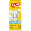 Glad OdorShield Small Trash Bags, Fresh Clean, 4 Gallon, 26 Count