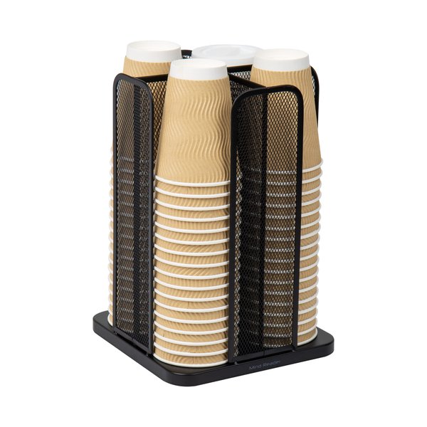 Mind Reader Carousel 4 Compartment Cup and Lid Organizer, Black Mesh