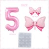40 Inch Pink Number 5 Balloons With Mini Bow Balloons, 5th Birthday Party Decorations for Girls, Pink Theme Party Supplies, Butterfly Party Decorations. (Pink 5)
