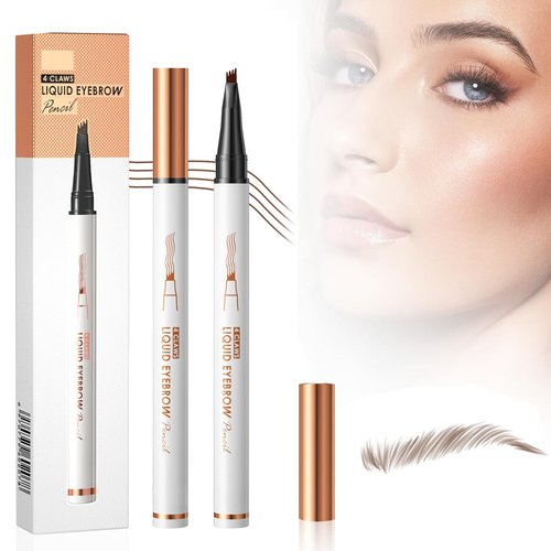 Eyebrow Tattoo Pencil 4 Fork Tip 3D Microblading, 3D Waterproof Microblading Eyebrow Pencil Contouring Pen,2024 New Eyebrow Microblading Pen Long-Lasting Eyebrow Pencil Stay on All Day (Dark Brown)
