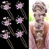 6 Pcs Bridal Flower Wedding Hair Pins Crystal Pearl Hair Pins Clips Headpiece Gold Wedding Hair Accessories Jewelry with Rhinestone for Brides Bridesmaids Women Girls Updo (Romantic Lilac Purple)