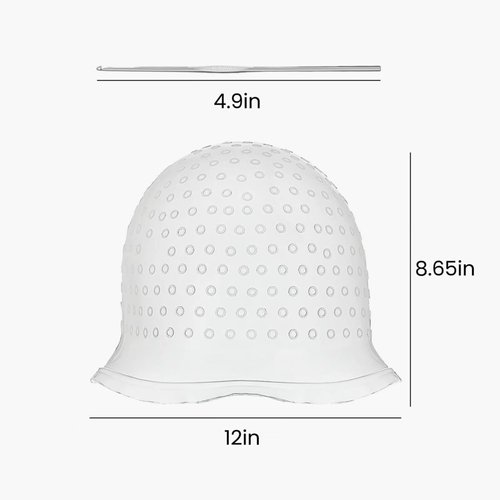 2 Sets Highlighting Cap with Hook, Silicone Highlight Cap, Hair Cap for Highlight Bleach Cap, Hair Dye Cap with Holes, Highlight Caps for Dying Hair, Hair Highlight Kit for Home and Salon Use(White)