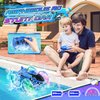 Toys for Ages 5-7 Boys, Amphibious Remote Control Car 4WD Waterproof 2.4Ghz Fast Stunt RC Car 360° Rotating with Lights Xmas Gifts for 3-12 Year Old Boys Girls All Terrain Water Beach Pool Toys