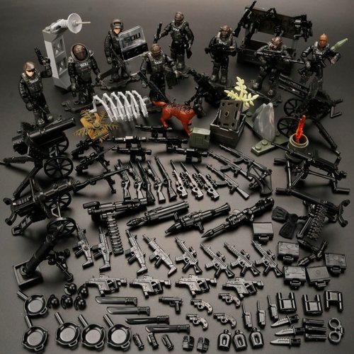 ENHANA 8 PCS Multiple Movable Joints SWAT Police Figure, Special Forces Mini Military Action Figure with Weapons and Accessories Building Blocks Set,Best Gift for Boys