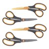 CCR Scissors 8 Inch Soft Comfort-Grip Handles Sharp Titanium Coating Blades, 4-Pack