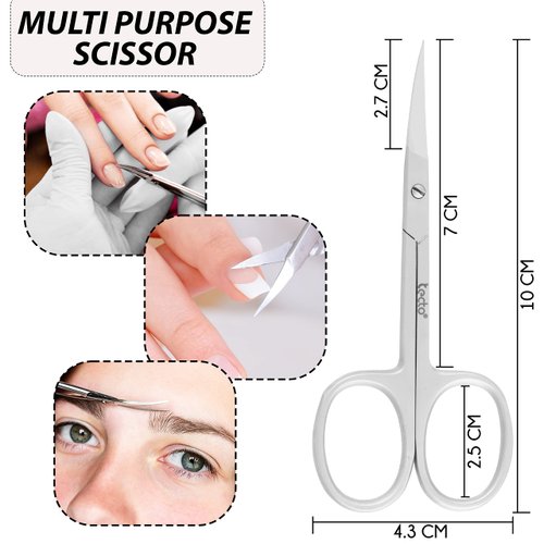 Tecto Professional Nail Scissors, Stainless Steel Manicure Scissors,Cuticle Scissors, Multi-Purpose Curved Small Scissors, Eyelashes, Eyebrow, Toenail for Women and Men (curved nail scissor)