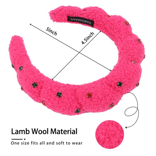 ACO-UINT 2 Pack Spa Headbands for Washing Face, Rhinestone Skincare Headbands Makeup Headband Sponge Face Wash Headbands, Terry Cloth Headbands Puffy Hair Band for Washing Face