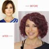 FAVE Short Curly Bob Wigs for Black Women 8 inches Human Hair Wigs Glueless Side Part Bob Wig Pixie Wigs 99J Color Short Human Hair Wig Natural Looking (99J,8 Inches)