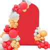 Spandex Fitted Wedding Arch Cover 7.2FT Red Arch Backdrop Cover, Round Top Chiara Backdrop Stand Covers for Wedding Birthday Party Baby Shower Banquet Arch Decoration (Red, 7.2FT)