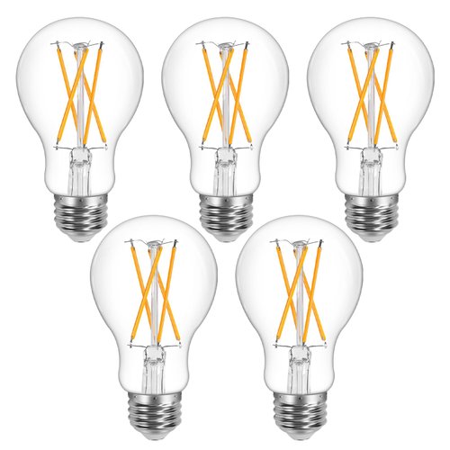 Lepro Vintage LED Bulbs, Dimmable Filament Bulb, 8W 800LM, 60W Equivalent, 2700K Warm White, Classic Clear Glass, A19 Shape, E26 Base, Pack of 5