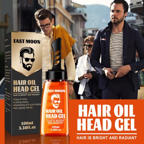 gcdat Men Hair Styling Gel with Comb, Long-Lasting Fluffy Men's Hair Styling Gel and Wax, 2-in-1 with Comb - Fast Build, Moisturizing, 100ml