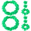 HINZIC 8pcs/2set Green Leis Hawaiian Headpiece Leis Flower Outfits Headband Necklace Bracelet Accessories for Women Adult Kid Festival Beach Pool Luau Party Favors Supplies Decoration