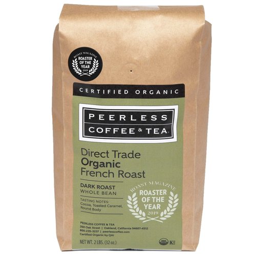 Peerless Organic Dark Roast Whole Bean Coffee (2 lb.) — Direct Trade Organic French Roast, Made from 100% Arabica Beans from Peru