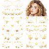 VIWIEU Glitter Butterfly Rose Face Tattoos Temporary for Women and Girls 10 Sheets, Gold Metallic Face Eye Makeup Stickers for Fairy, Princess, Halloween Costume, Christmas, NYE Festival Party Favors