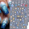 5D Embossed Ocean Nail Stickers Summer Nail Decals Shell Starfish Jellyfish Nail Sticker Nails Stickers Sea Animals Nail Art Stickers Beach Nail Stickers for Nail Art Supplies Ocean Stickers for Nails