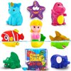 Color Changing No Hole Bath Toys for Toddlers Kids, Color Change Rubber Animal Toys with Bath Book & Drying Bag, Mermaid Bath Toys Water Toys Floating Fish Toys Dinosaur Toys for Bathtub Pool