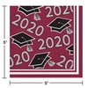 Creative Converting Class of 2020 Burgundy Grad Beverage Napkins, 5"