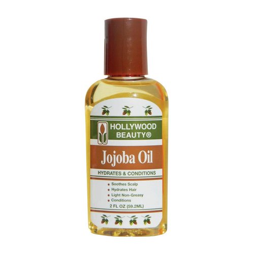 Hollywood Beauty Jojoba Hair Oil, Light, Non-Greasy, Hydrates & Conditions Hair, Anti-Frizz Fighter, Scalp Soothing, Hot Oil Treatment (2 Ounce Bottle)