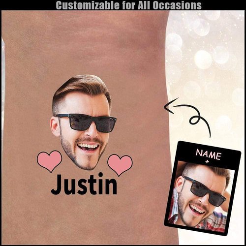 Custom The Groom Face Temporary Tattoos Adult, Personalized Fake Tattoos for Funny Bachelorette Party, Temporary Tattoos for Women,15 tattoos in One Paper