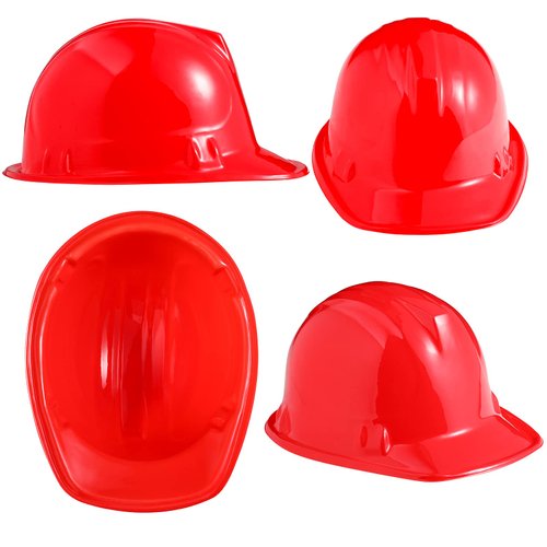 Gejoy 36 Pieces Construction Hats Bulk Plastic Worker Hat Funny Construction Party Hats for Kids Dress up Birthday Party Supplies(Red)
