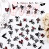 32Pcs Halloween Nail Charms 3D Alloy Nail Art Charms 3D Black Red Rhinestones Nail Supplies Skeleton Star Heart Spider Bat Devil's Eye Cross Design for Manicure Craft DIY Nail Art Decorations 16Styles