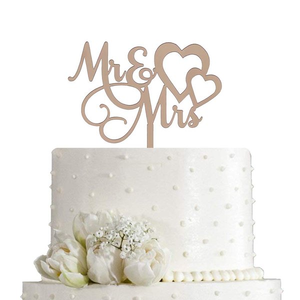 Mr and Mrs Cake Topper - Wedding, Engagement, Wedding Anniversary Cake Toppers Decorations, Mirror Rose Gold Acrylic