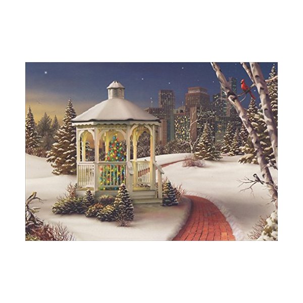 LPG Greetings Gazebo with Red Brick Path - Box of 18 Alan Giana Christmas Cards