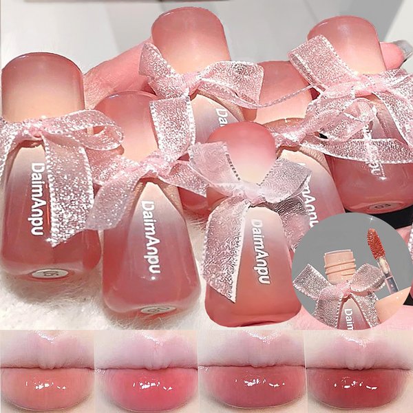 DENESTUP 6Pcs Clear Oxygen Lip Glaze, Hydrating Lip Gloss Jelly Lipstick, Moisturizing & Plumping Water Lip Stain Waterproof Long Lasting Cute Makeup for Girls