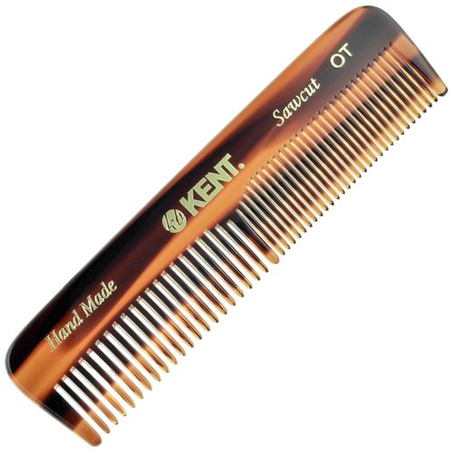 Kent OT 4.4" Pocket Comb – Fine & Wide Tooth Handmade Comb for Hair, Beard, Mustache. Ideal for Travel. Saw Cut and Hand Polished.