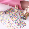 SILPECWEE 10 Rolls Flower Nail Foil Daisy Nail Transfer Foil Holographic Nail Art Foil Iridescent Foil for Nails Fingernail Stickers Nails for Women Manicure Design 3D Nail Art Decoration