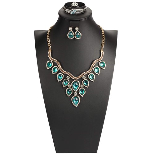 SYYSY Jewelry Bust,Necklace Bust Jewelry Displays for Shows,Black Leather Bust for Jewelry Display,Jewelry Stand for Necklace,Bracelets,Earrings,Rings (H16.3inch)