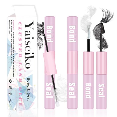 2 Pcs Lash Bond and Seal for Eyelash Extensions Lash Cluster Glue Long Lasting Eyelash Glue for Eyelash Clusters Waterproof DIY Lash Extension Glue 2 in 1 Individual Lash Glue（5ml+5ml）