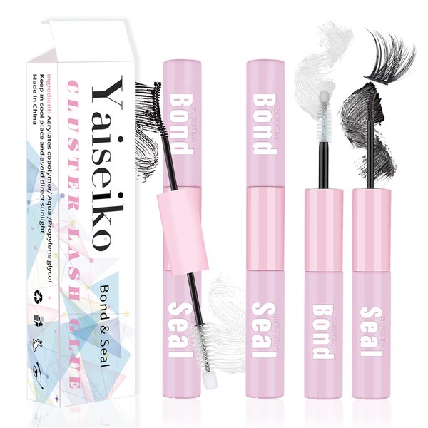 2 Pcs Lash Bond and Seal for Eyelash Extensions Lash Cluster Glue Long Lasting Eyelash Glue for Eyelash Clusters Waterproof DIY Lash Extension Glue 2 in 1 Individual Lash Glue（5ml+5ml）