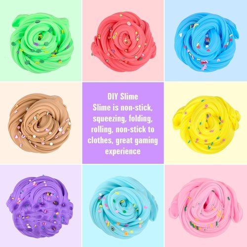 8pcs Butter Slime Kit Party Favors for Kids, Christmas Slime Stress Relief Extrusion Toy for Girls Boys, Birthday Class Easter Filling Stuffers, Prize Stocking Stuffers