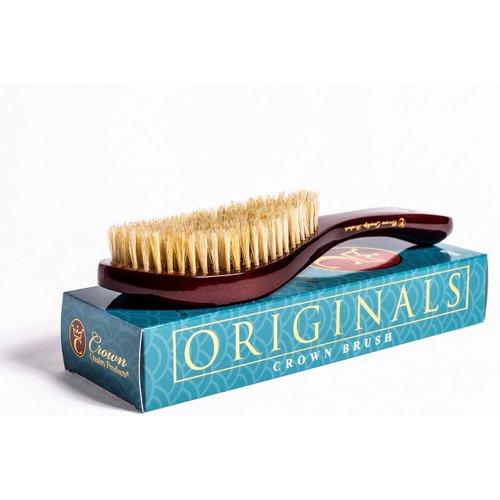 NEW CQP PREMIUM 360 Wave Brush - Royal Burgundy - MEDIUM SOFT - Extra Lux Boar Bristles, Wooden Body, Gold Engraved Logo, Piano Lacquer High Gloss Finish Hairbrush by Crown Quality Products